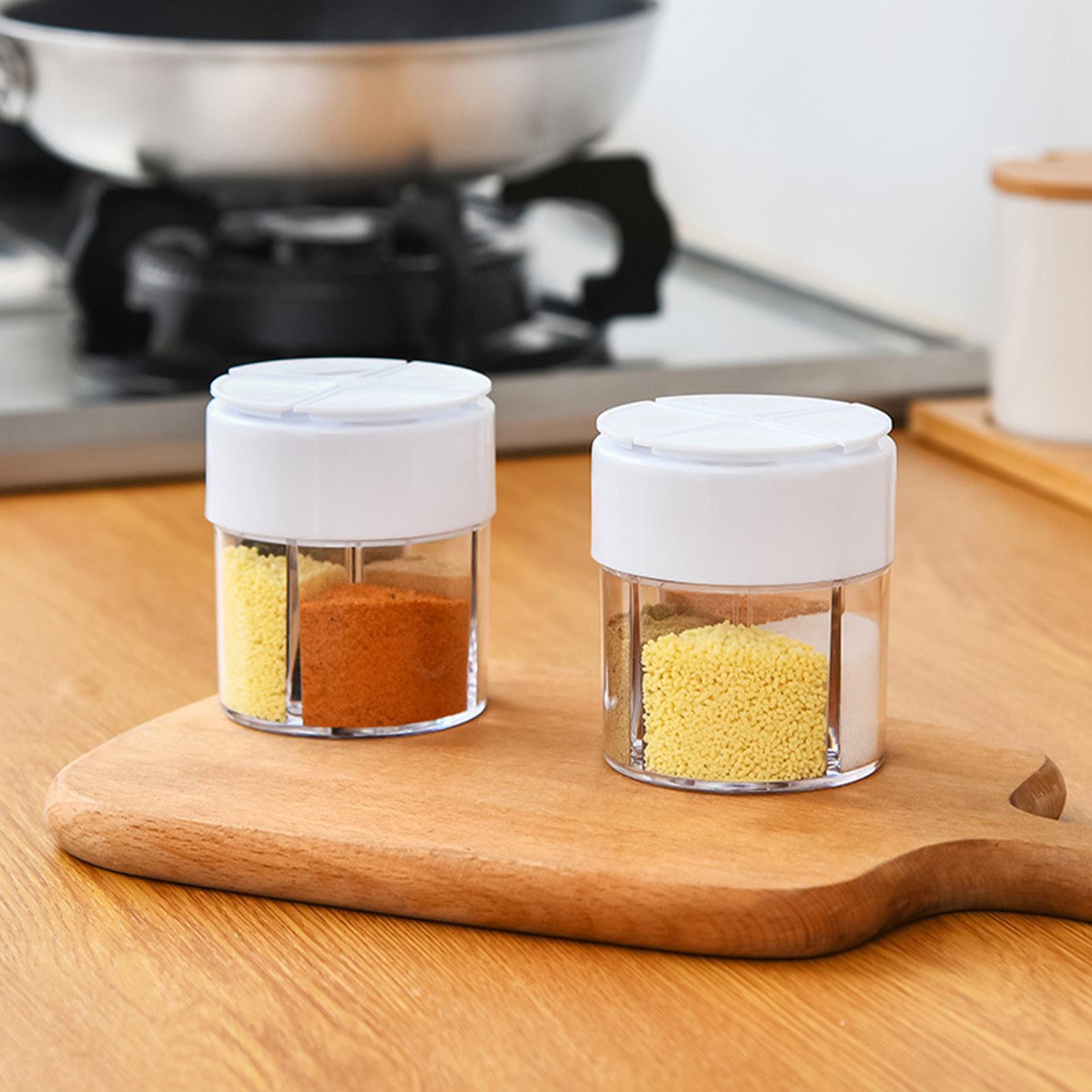 Camping Cooking Container - 調味料容器 蓋穴付き透明塩容器 お手入れ簡単 キャンプ用キッチン用品 ピクニック バーベキュー
