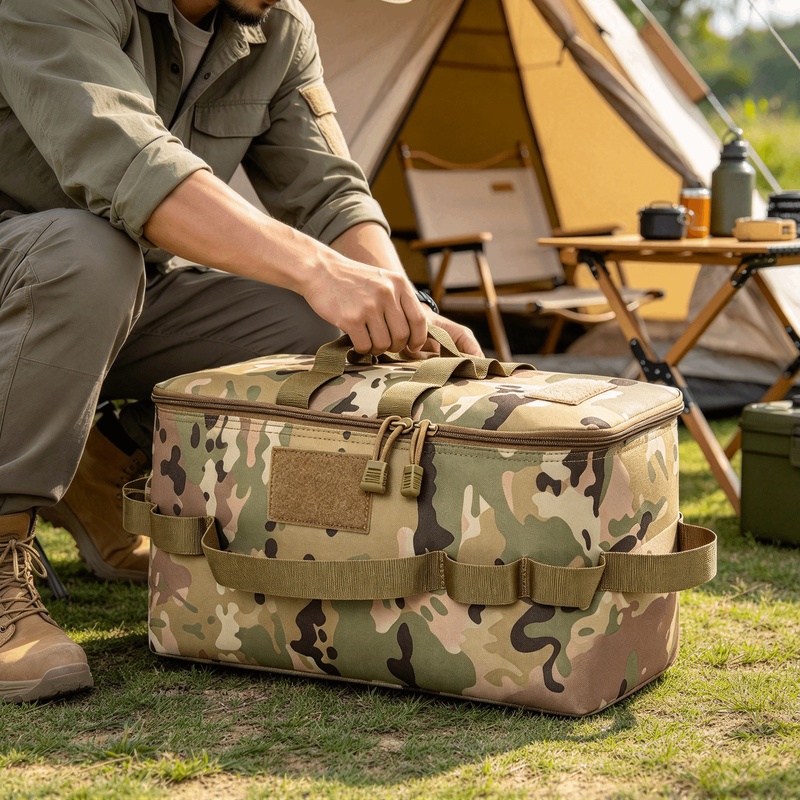 Camping Cooking Organizer - 大容量のキャンプ用品収納バッグ。テントの付属品、調理器具、ピクニック用品などを収納できる、持ち運び可能なアウトドア用オーガナイザーポーチ。