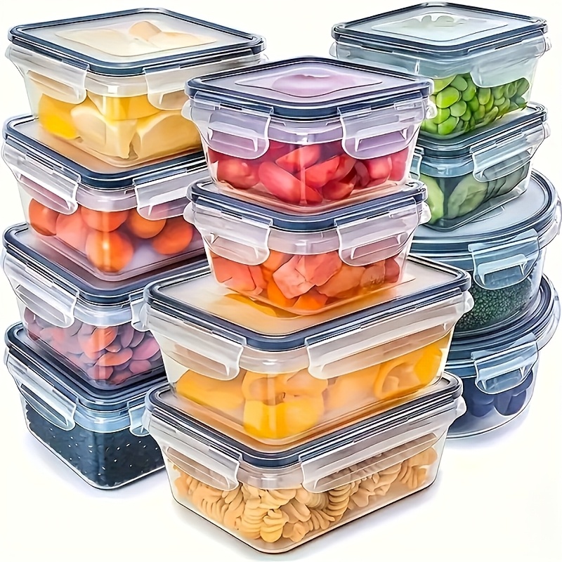 Camping Cooking Organizer - 8個セットには、4つの容器と4つの蓋が含まれています。気密食品保存容器、キッチン冷蔵庫オーガナイザー、果物、野菜、キャンプ用。