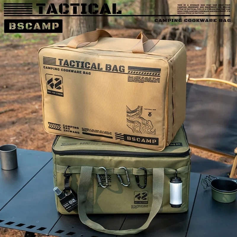 Camping Cooking Organizer - 30L/42L/56L大容量折りたたみ式断熱防水戦術収納バッグ、キャンプやピクニックなどのアウトドア料理用バッグ