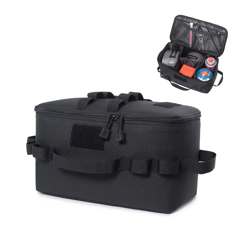 Camping Cooking Organizer - アウトドア用キャンプ収納バッグ。大容量で、ペグやガスボンベ、ピクニック用調理器具などを収納できる。持ち運びにも便利。