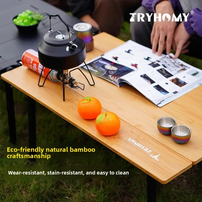 Tryhomy 屋外キャンプテーブル ポータブル竹製テーブル - Camping Cooking Table のレビューと価格