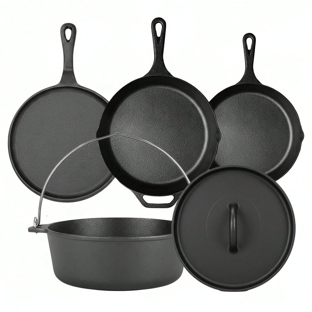 PACILACK 鉄製鍋フライパンセット、4点セット（スキレ - Camp Dutch Oven Cast のレビューと価格