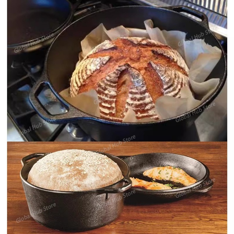 鋳鉄製ダッチオーブン（蓋付きフライパン）2 in 1セット、 - Camp Dutch Oven Cast のレビューと価格