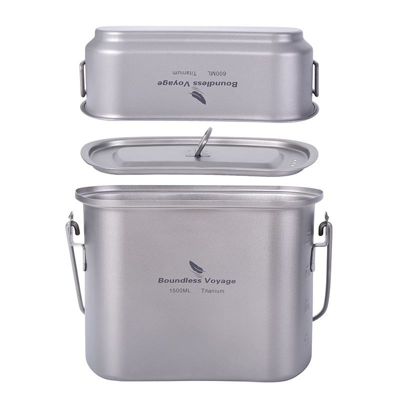 1.5l屋外ミリタリー食堂飲用キットキャンプ用チタン調理器具 - Camping Cooking Container のレビューと価格