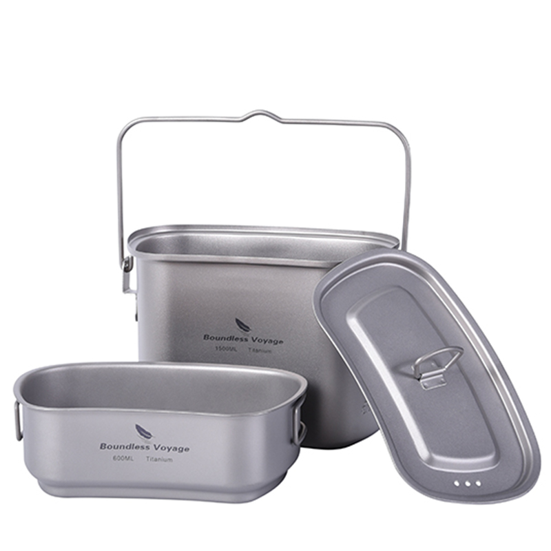 1.5l屋外ミリタリー食堂飲用キットキャンプ用チタン調理器具 - Camping Cooking Container のレビューと価格