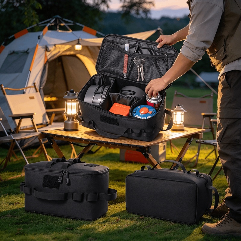 大容量のキャンプ用品収納バッグ。テントの付属品、調理器具、ピ - Camping Cooking Organizer のレビューと価格
