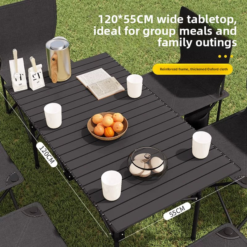 ポータブル屋外キャンプピクニックテーブル エッグロール 長方 - Camping Cooking Table のレビューと価格