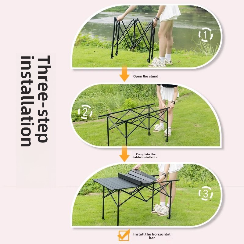 ポータブル屋外キャンプピクニックテーブル エッグロール 長方 - Camping Cooking Table のレビューと価格