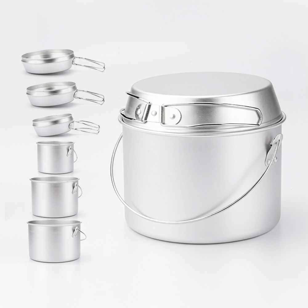 アウトドア用アルミ製調理器具セット。スタックキャンプ、携帯用 - Camping Cooking Dining Set のレビューと価格