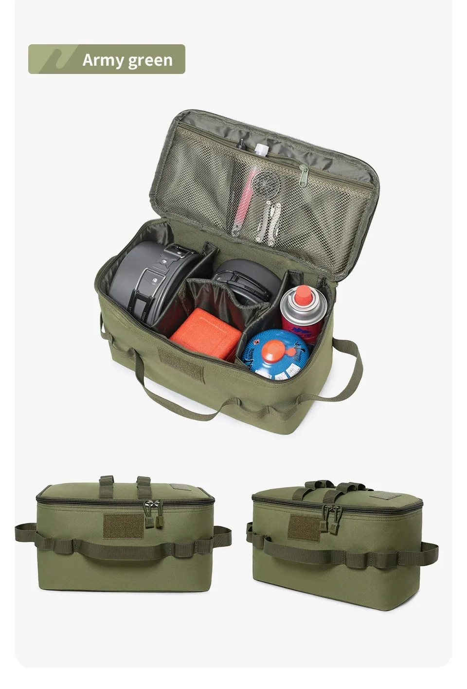 アウトドア用キャンプ収納バッグ。大容量で、ペグやガスボンベ、 - Camping Cooking Organizer のレビューと価格